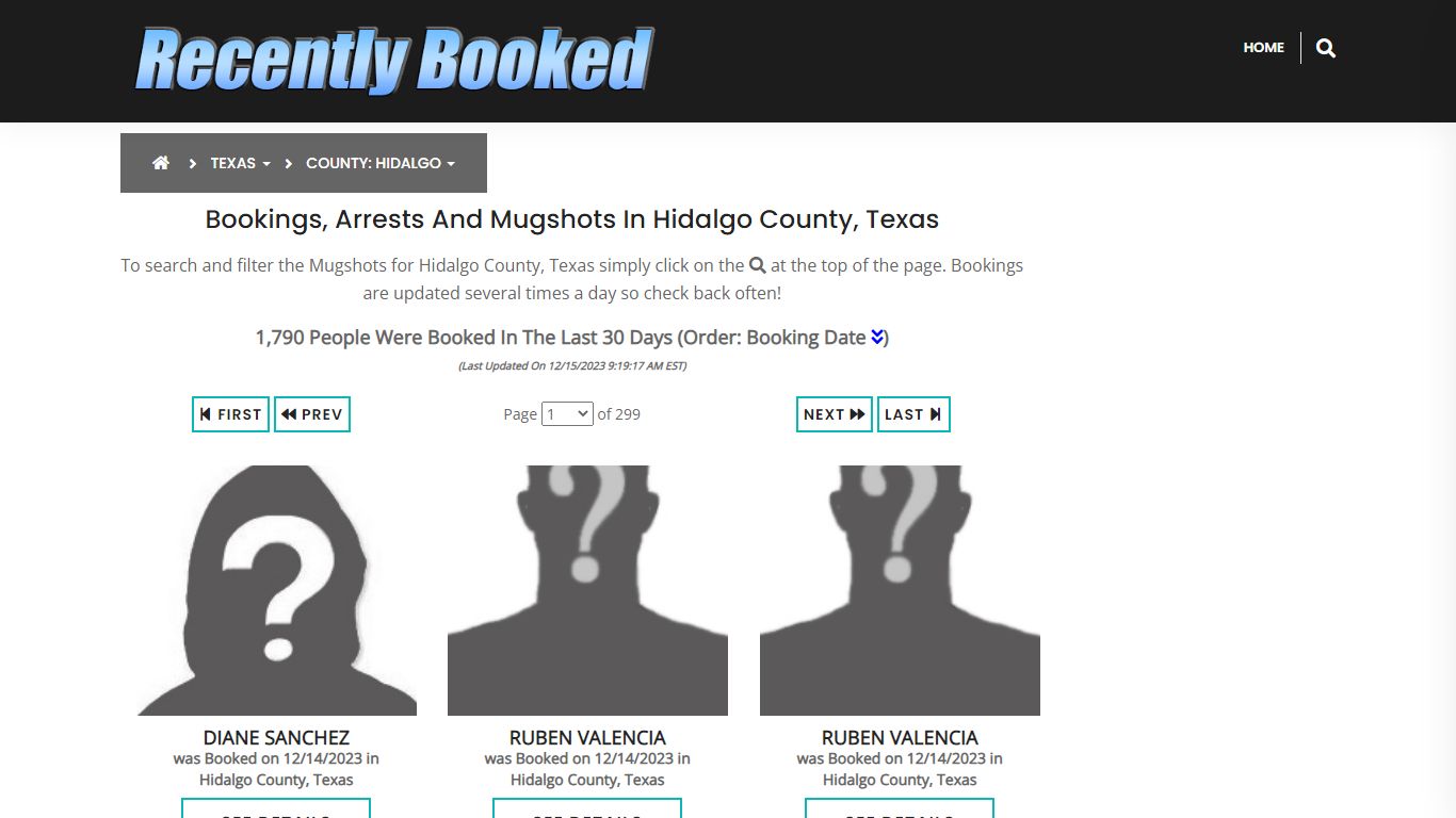 Recent bookings, Arrests, Mugshots in Hidalgo County, Texas
